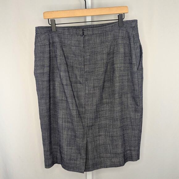 WHBM Skirt Womens 14 Gray Textured Pencil Office Career Business Stretch Midi - Picture 2 of 9